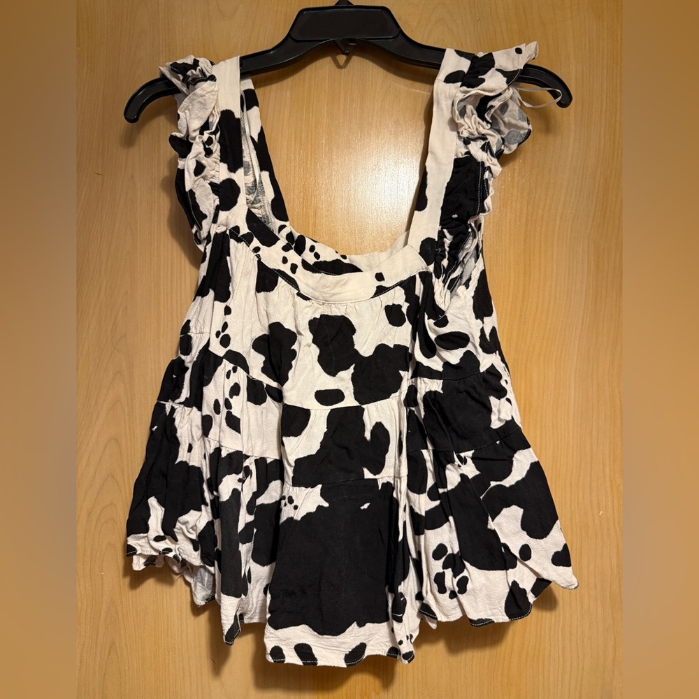 Mi Ami Cow Print Crop Peplum Top Size XL
